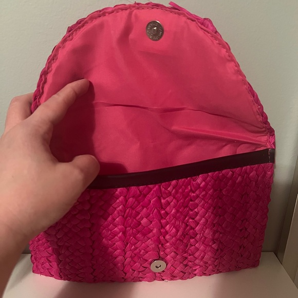 Hot Pink Woven Clutch Bag - Picture 4 of 6